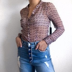 ❌SOLD❌ Joe’s Silk Printed Sheer Buttoned Blouse